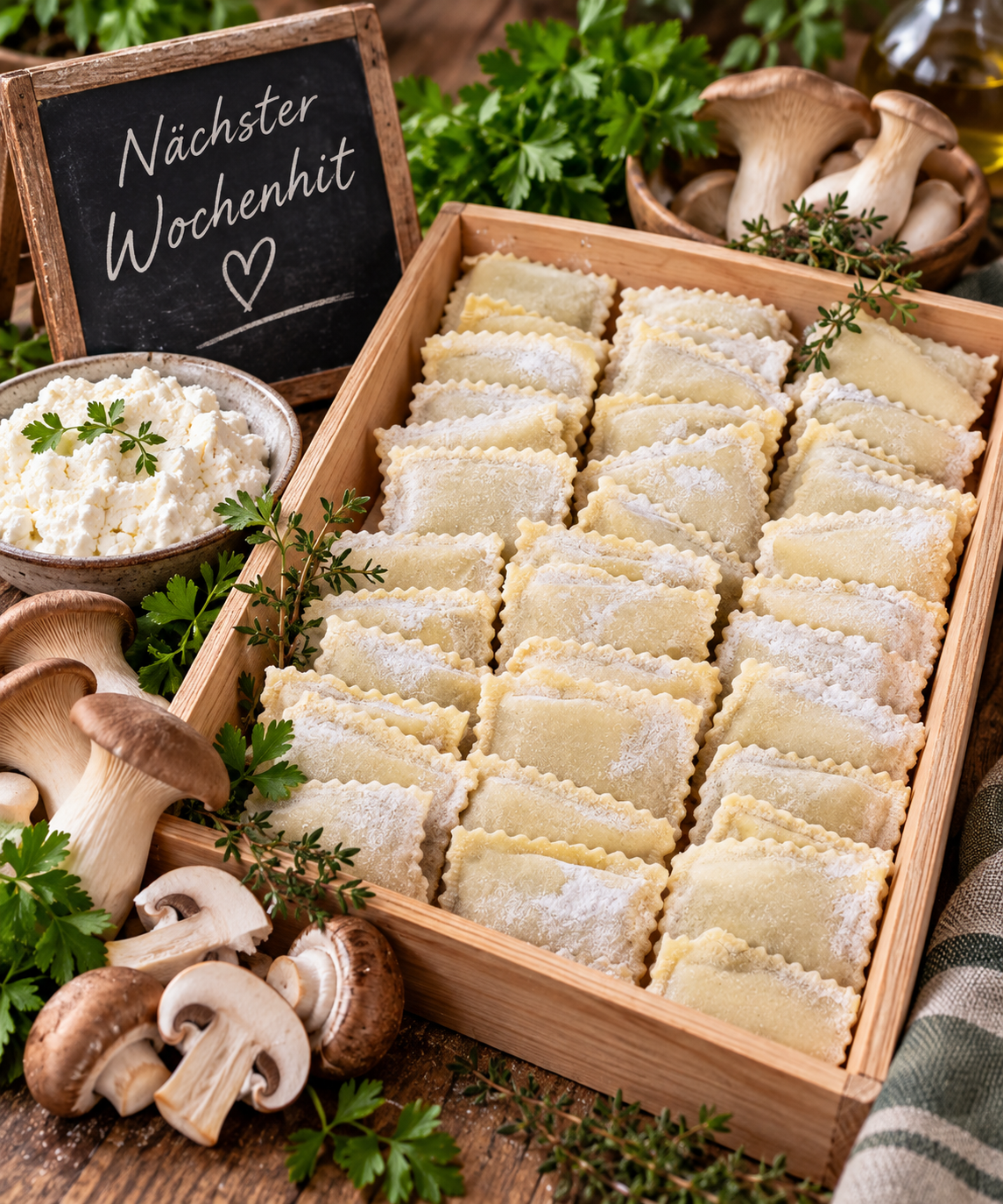 Pilzravioli mit Ricotta